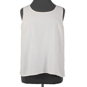 Citron Top $88 Sz 2X White Sleeveless Unlined 100% Silk Tank Top